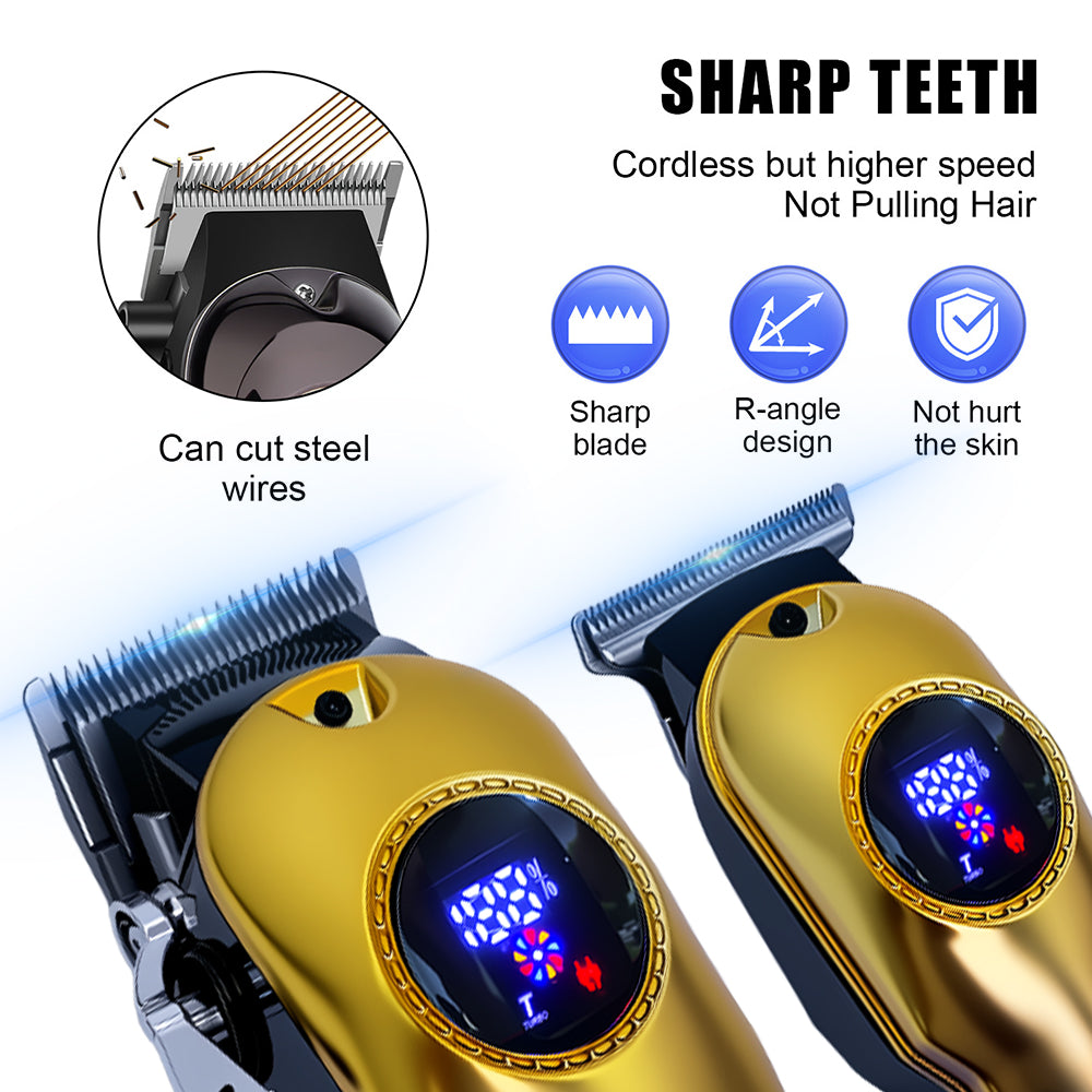 LARGNER 4-in-1 Turbo Cordless Hair Clipper & Electric Grooming Kit, Zero Gapped Beard Trimmer, Foil Shaver, Nose Trimmer, Smart LCD, Gifts for Men