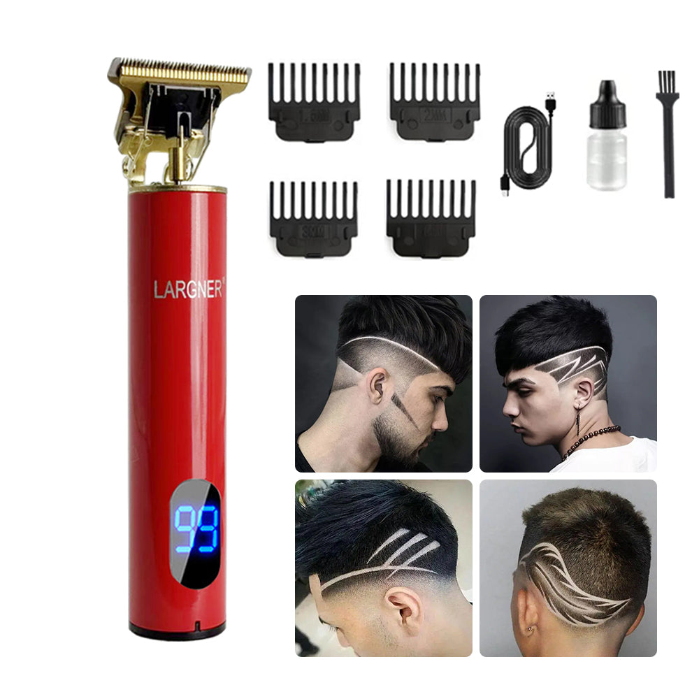 LARGNER Electric Barber Grooming Kit Rechargeable Cordless Close Cut T Blade Trimmer Men's Hair Clipper Zero Gap Detail Beard Shaver, Zero Gap T Blade Hair Trimmer LED Display, Rechargeable Cordless Grooming Kit