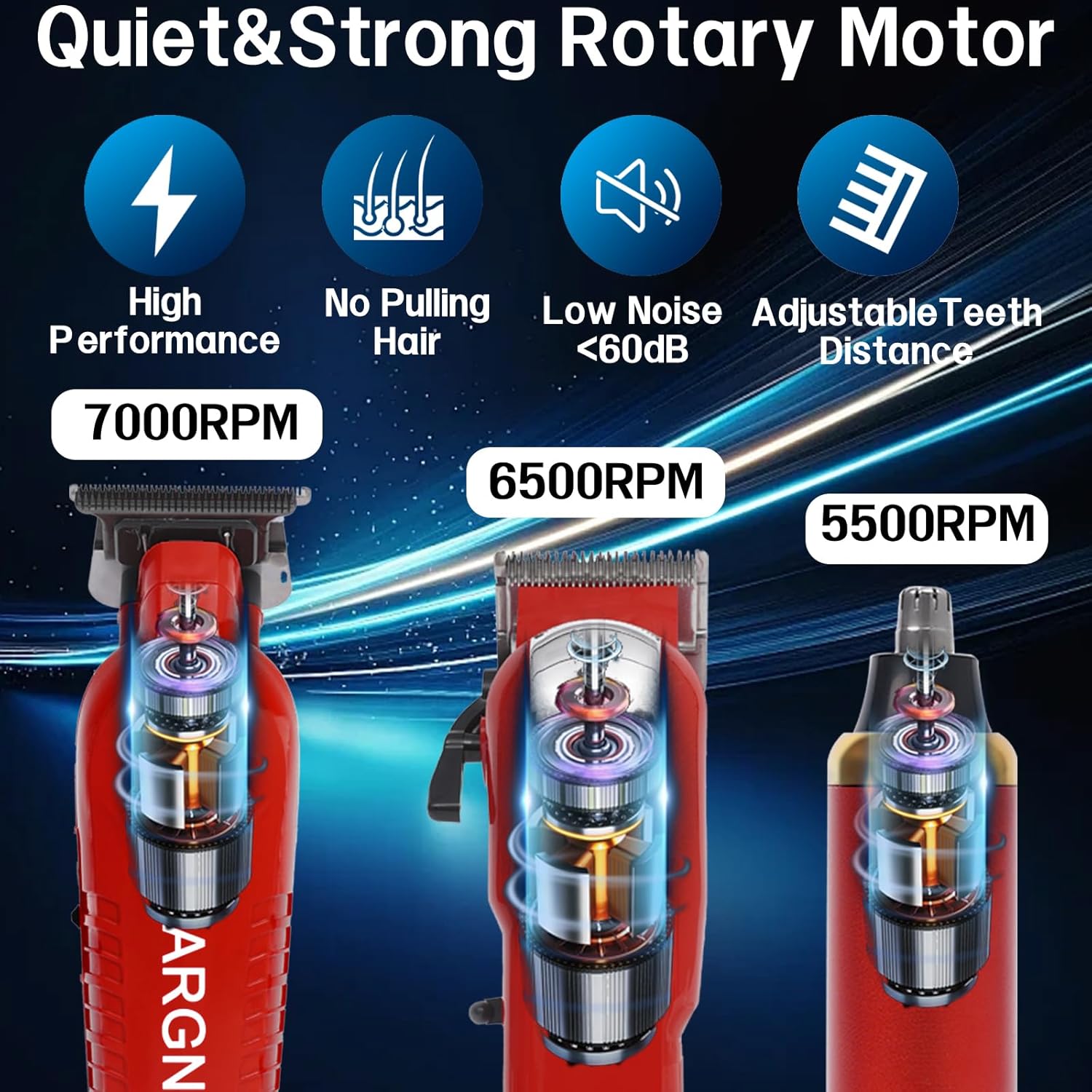 4 in1 Red Hair Cutting Grooming Kit Professional Hair Clippers and Shaver Set Cordless Beard Trimming for Men, Rechargeable Barber Clippers Set Mens Electric Foil Shaver Suitable for Halloween