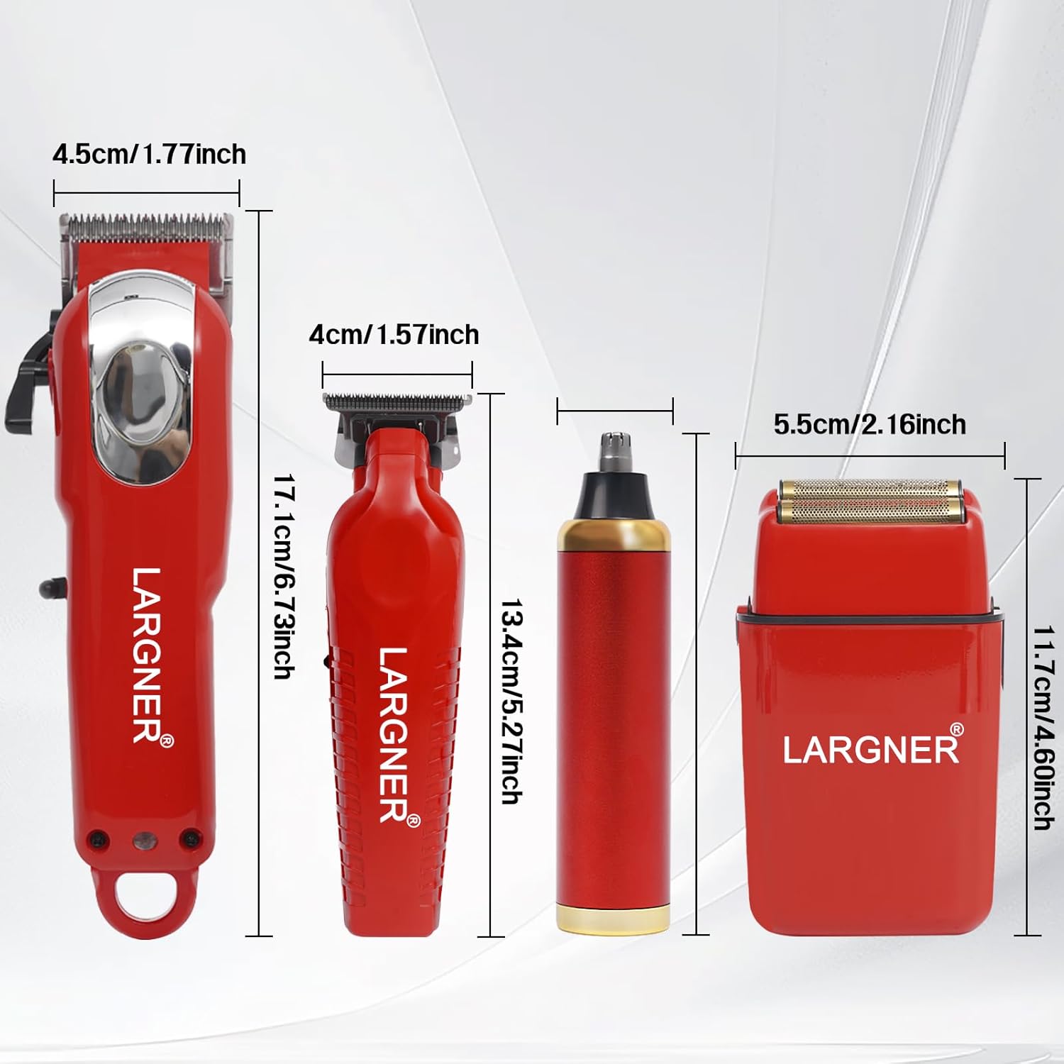 4 in1 Red Hair Cutting Grooming Kit Professional Hair Clippers and Shaver Set Cordless Beard Trimming for Men, Rechargeable Barber Clippers Set Mens Electric Foil Shaver Suitable for Halloween