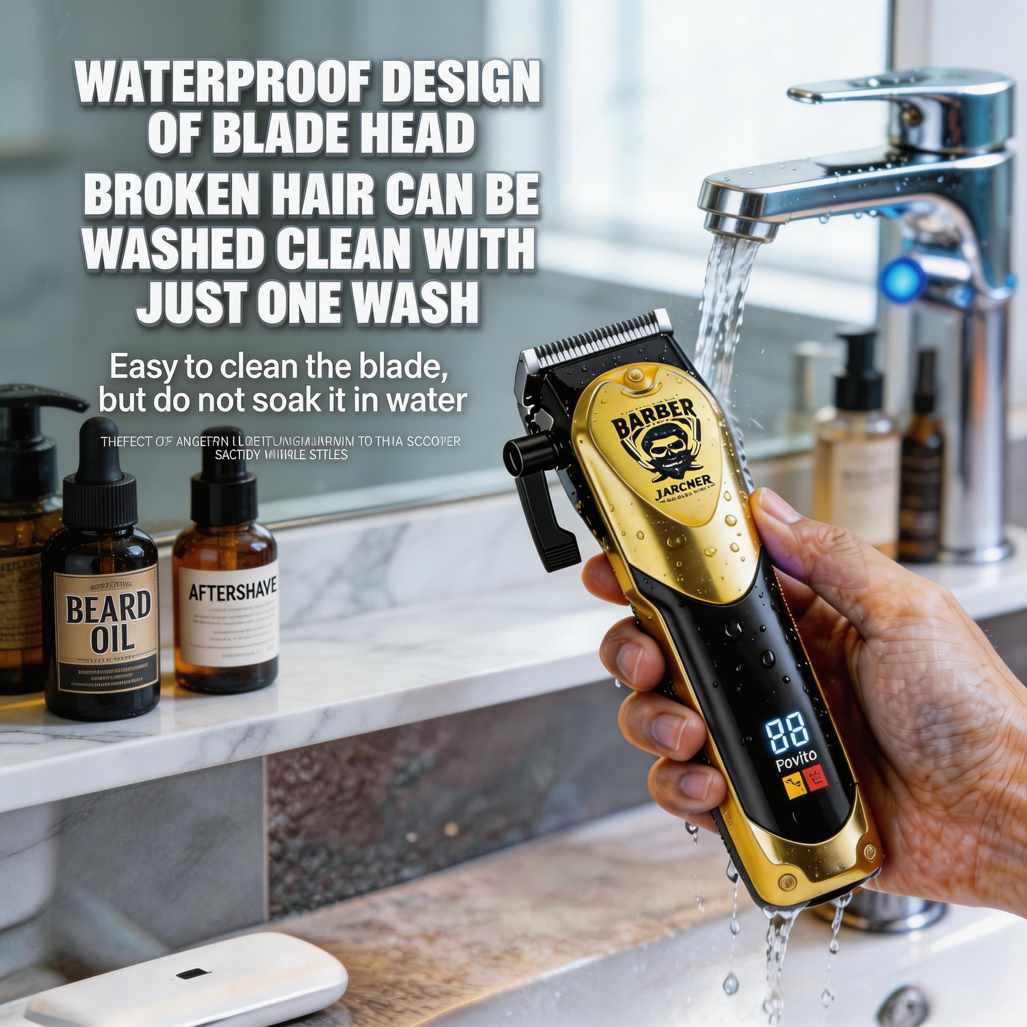 LARGNER Professional 3-in-1 Barber Grooming Kit - Cordless Hair Clipper, T-Blade Trimmer, and Foil Shaver Set with LED Display - Salon-Grade Haircutting & Shaving Tools