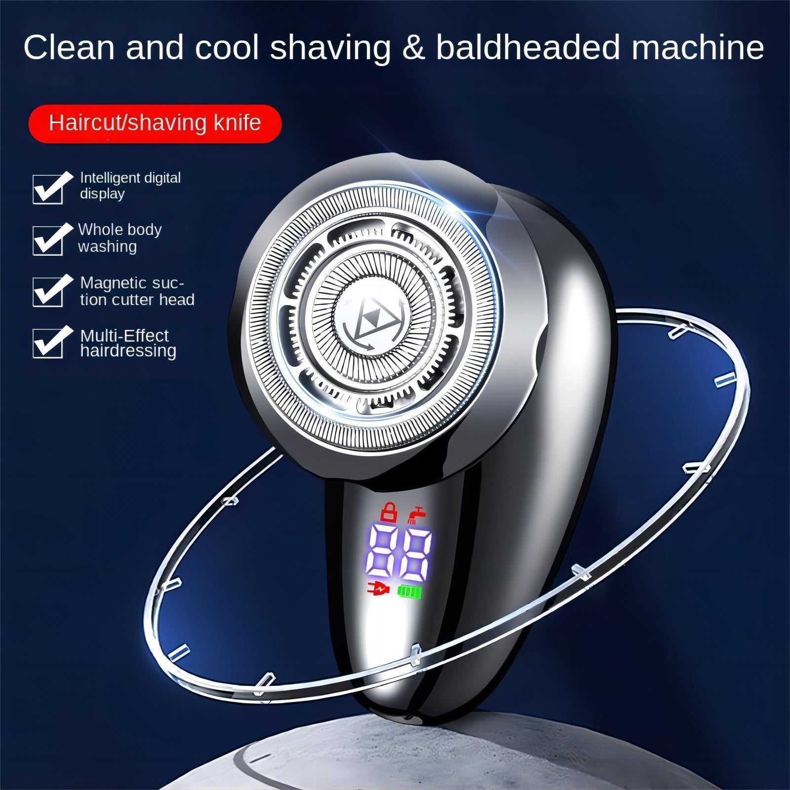 Electric Shaver One-Button Use Electric Razor for Men Rotary Portable Mini Shaver Pocket Size, Rechargeable, Wet&Dry, IPX6 Waterproof, Travel, Home, Office, Car (Black)