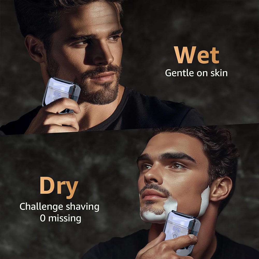 Men's Mini Travel Shaver, USB-C Rechargeable Electric Razor, 60-Minute Battery Life, Detachable Washable Head, Dry & Wet Use, Portable Grooming Kit