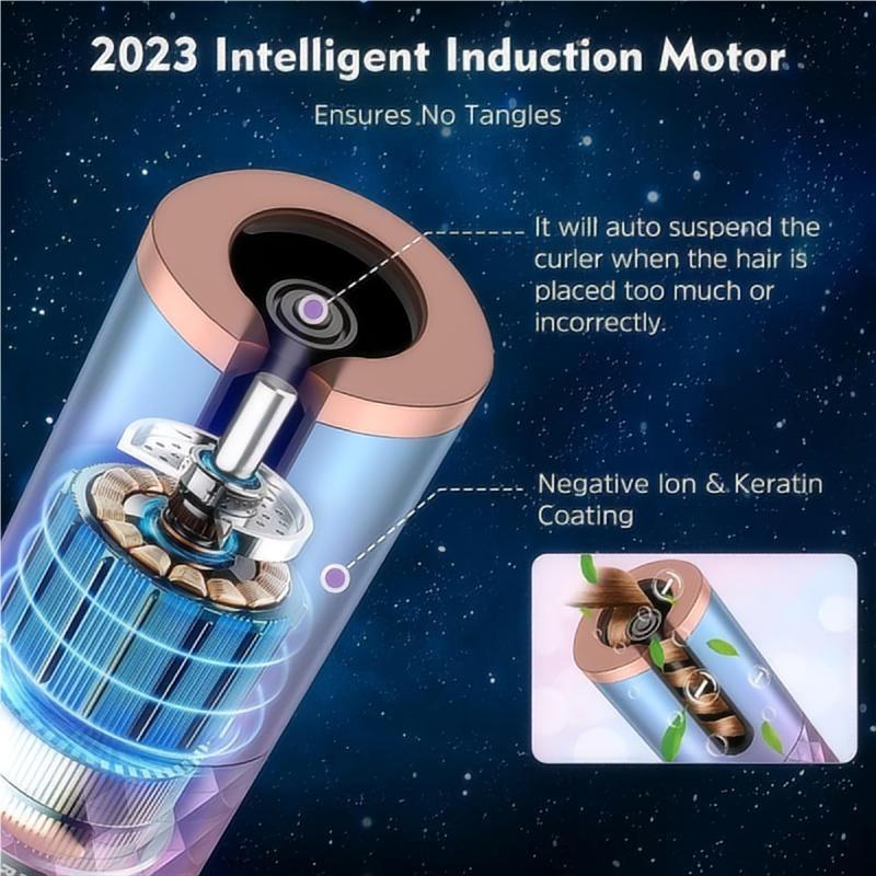 Automatic Curling Iron, Hair Curling Iron for Hair Styling, Cordless Auto Hair Curler, with 6 Temps and Timers, Auto Shut-Off, Fast Heating, Rechargeable Cordless Hair Curler 1