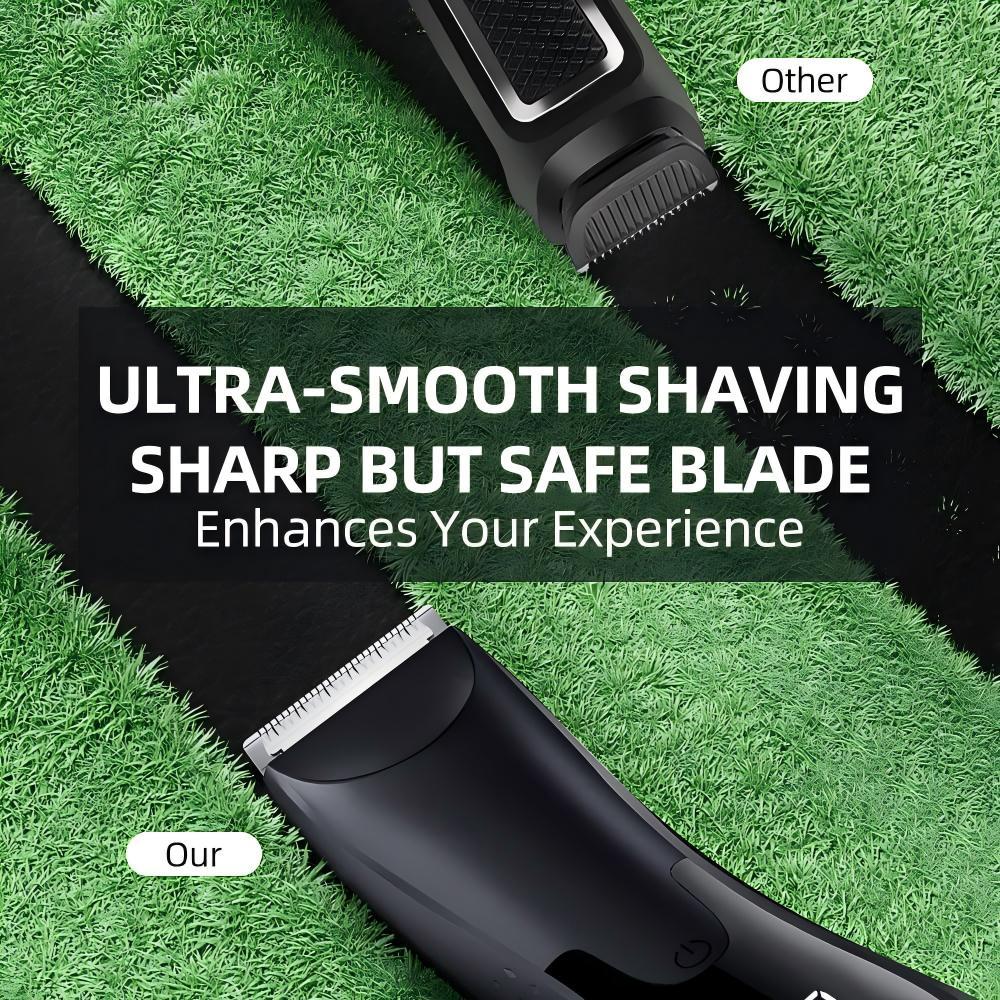 Groin Hair Trimmer for Men Waterproof Electric Manscape Body Hair Trimmer Ball Shaver Groomer for Pubic Body Grommer with Ceramic Blade, LED Light, Charging Base
