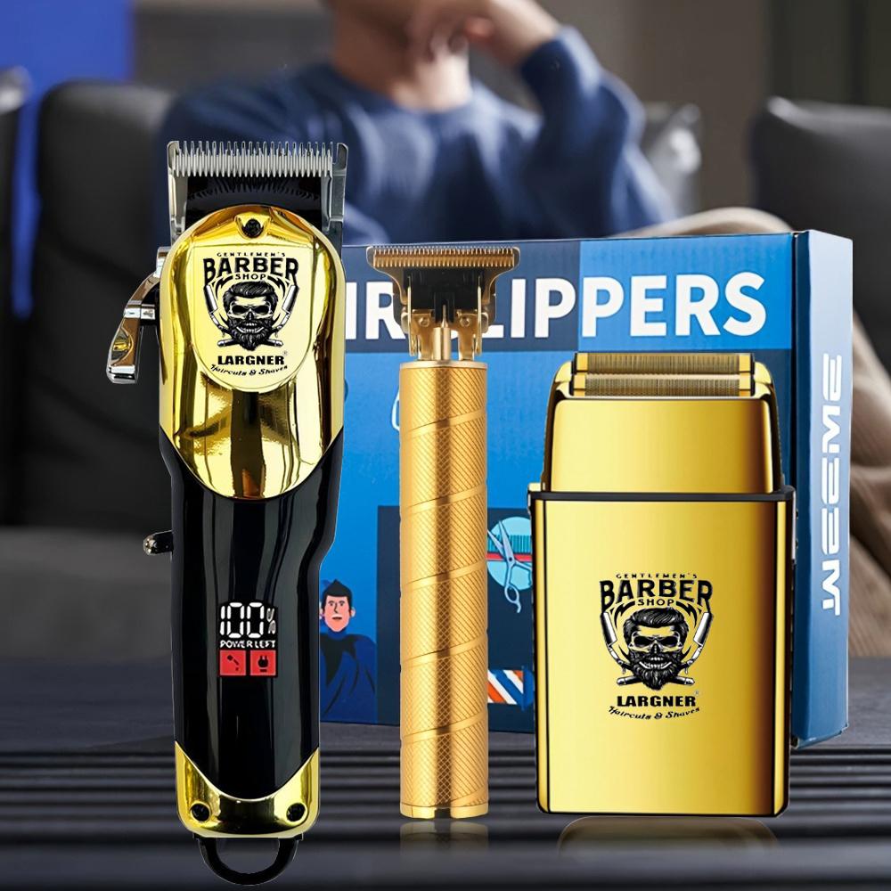 Hair Clippers for Men Professional, Cordless Beard Trimmer & Electric Razor Shavers for Men, Rechargeable 3 Piece Barber Hair Cutting Kit LED Display Men's Grooming Kit