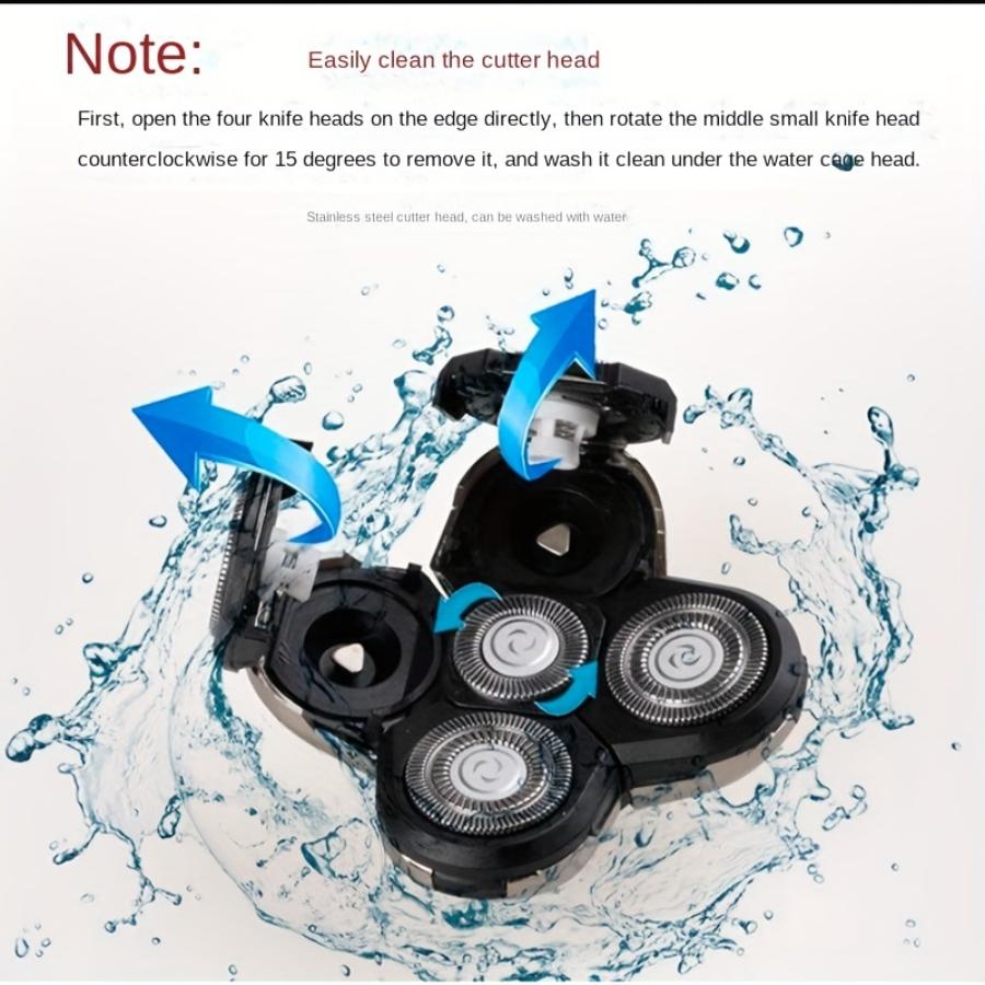 FlexSeries Electric Head & Body Hair Shaver - Mens Cordless Rechargeable Wet/Dry Skull Bald Head Back & Groin Waterproof Razor with Rotary Blades, Clippers, Nose Trimmer, Brush, Massager