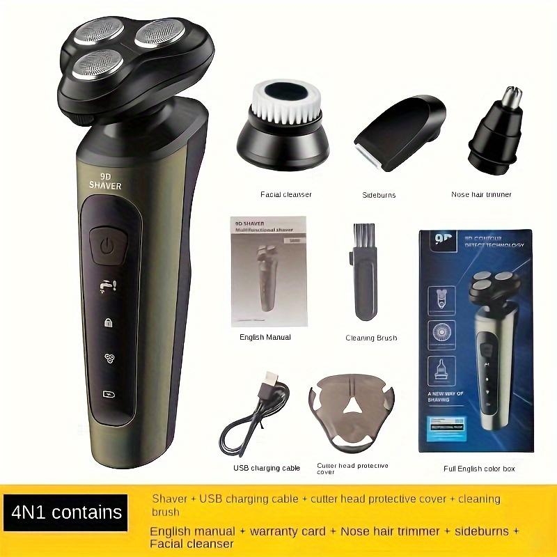 4-in-1 Electric Beard Trimmer for Men, Low Noise, 60 Min Battery, Washable Cutter Head, USB Charging - Perfect for Grooming Facial Hair, Nose - Includes Sideburn Trimmer Nose Hair Trimmer