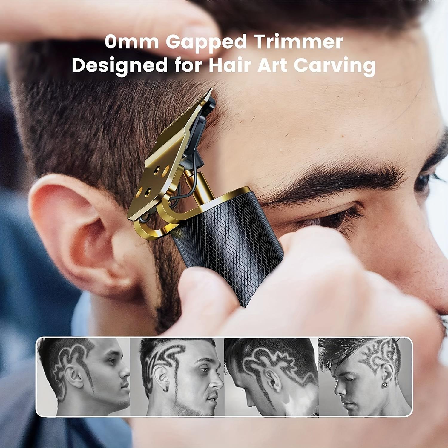 Professional Cordless Hair Clipper and Trimmer for Men, T Blade Zero Gapped Rechargeable Beard Shaver, Hair Cutting Kit With Ear Spoon Tool Set, Black