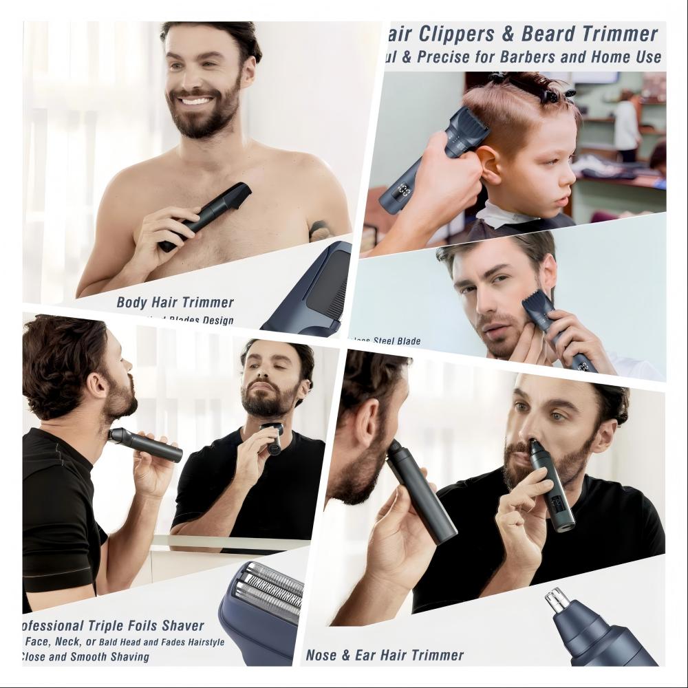 Beard Trimmer for Men Hair Clippers Haircuts Set with Precise Dial Adjustable 20 Length Setting - Close Electric Shavers Hair Trimmer Kit for Mens Face Head Body Nose Ear - USB-C Recharge Dock
