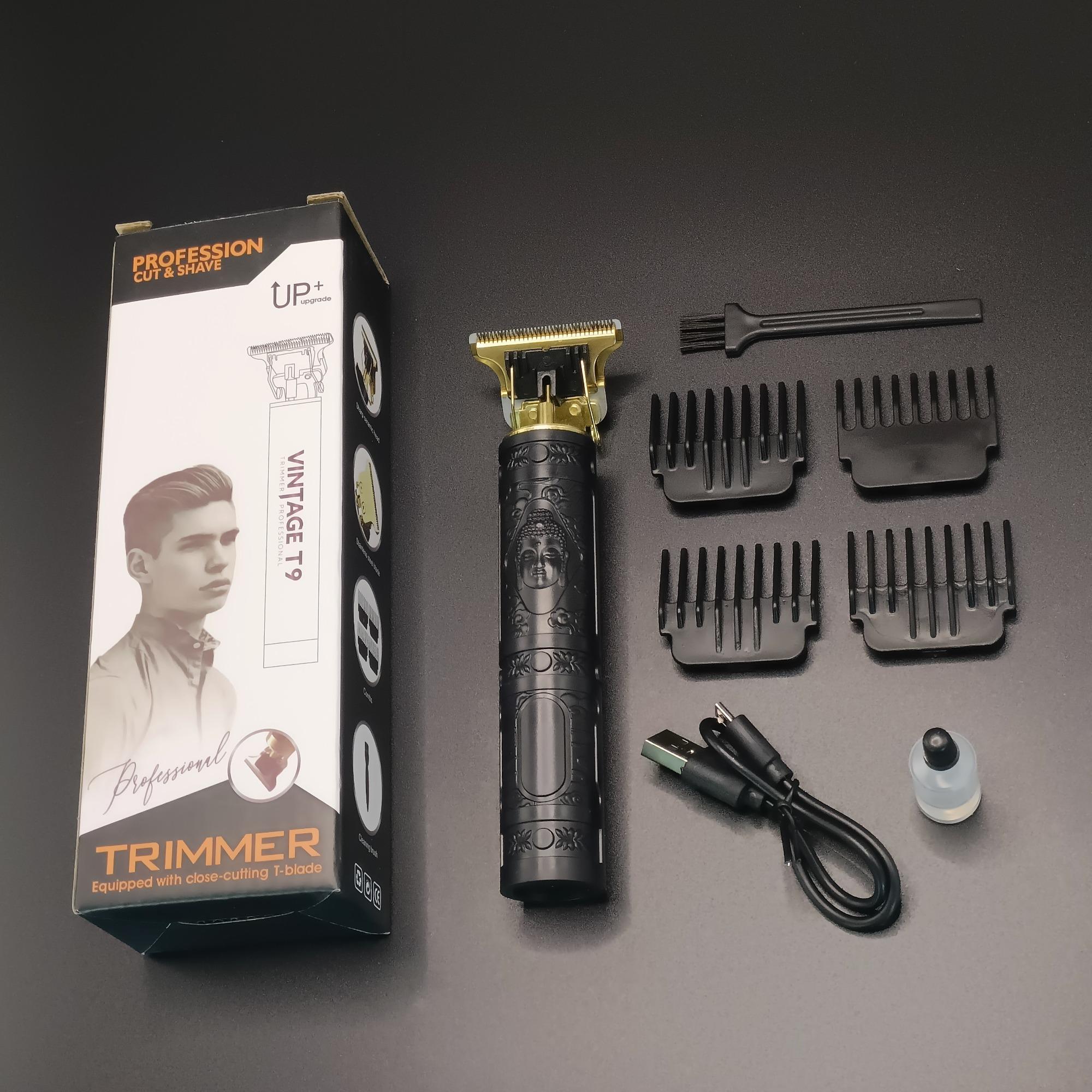 Hair Clippers for Men, Professional Hair Trimmer Zero Gapped T-Blade Trimmer Cordless Rechargeable Edgers Clippers Electric Beard Trimmer Shaver Hair Cutting Kit with LCD Display Gifts for Men (Gold)