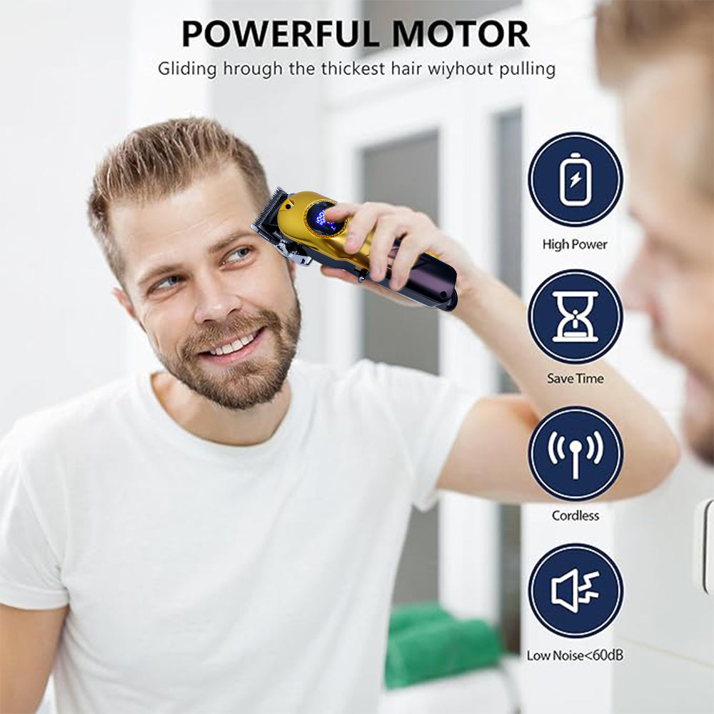 LARGNER 4-in-1 Turbo Cordless Hair Clipper & Electric Grooming Kit, Zero Gapped Beard Trimmer, Foil Shaver, Nose Trimmer, Smart LCD, Gifts for Men