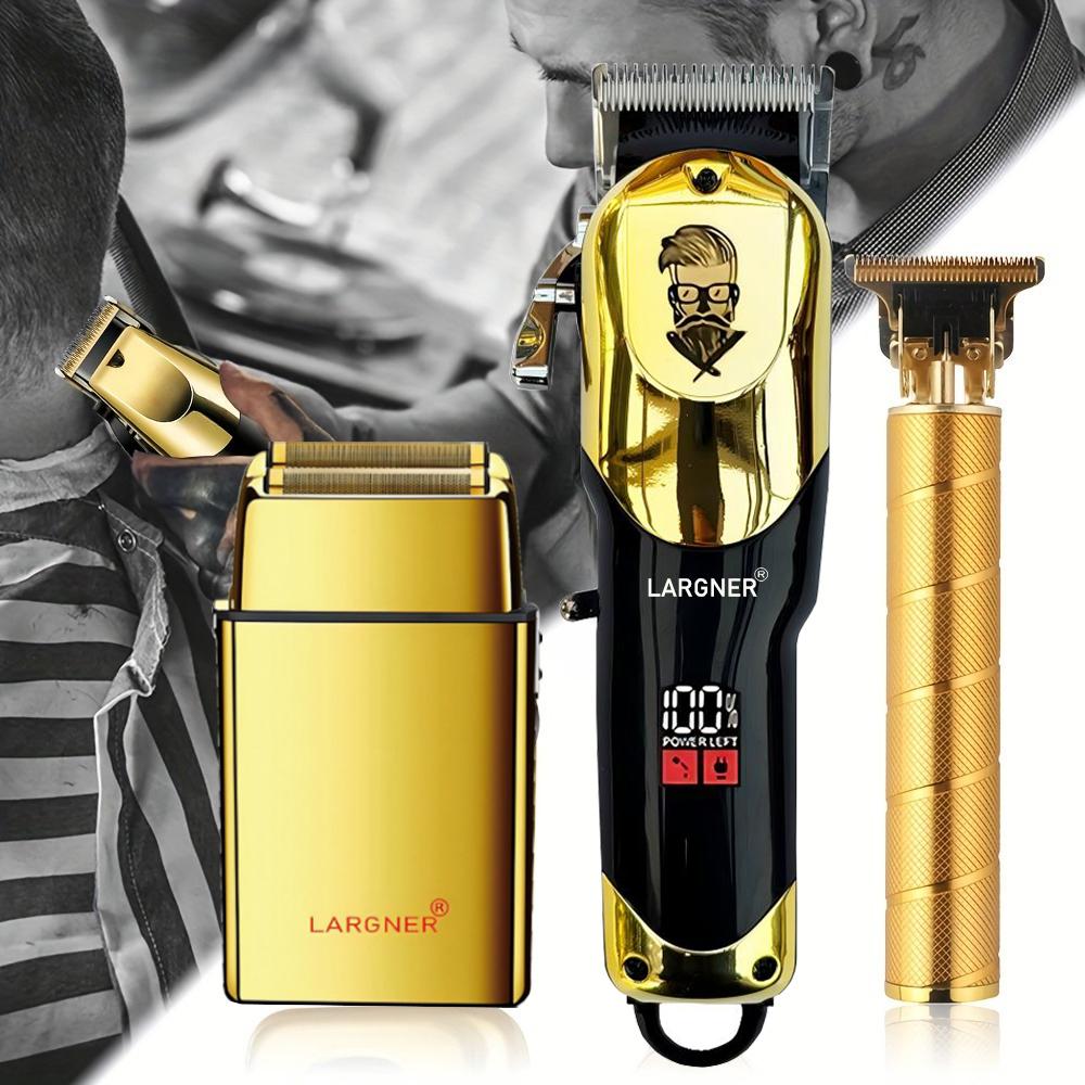 Hair Clippers for Men Professional, Cordless Beard Trimmer & Electric Razor Shavers for Men, Rechargeable 3 Piece Barber Hair Cutting Kit LED Display Men's Grooming Kit
