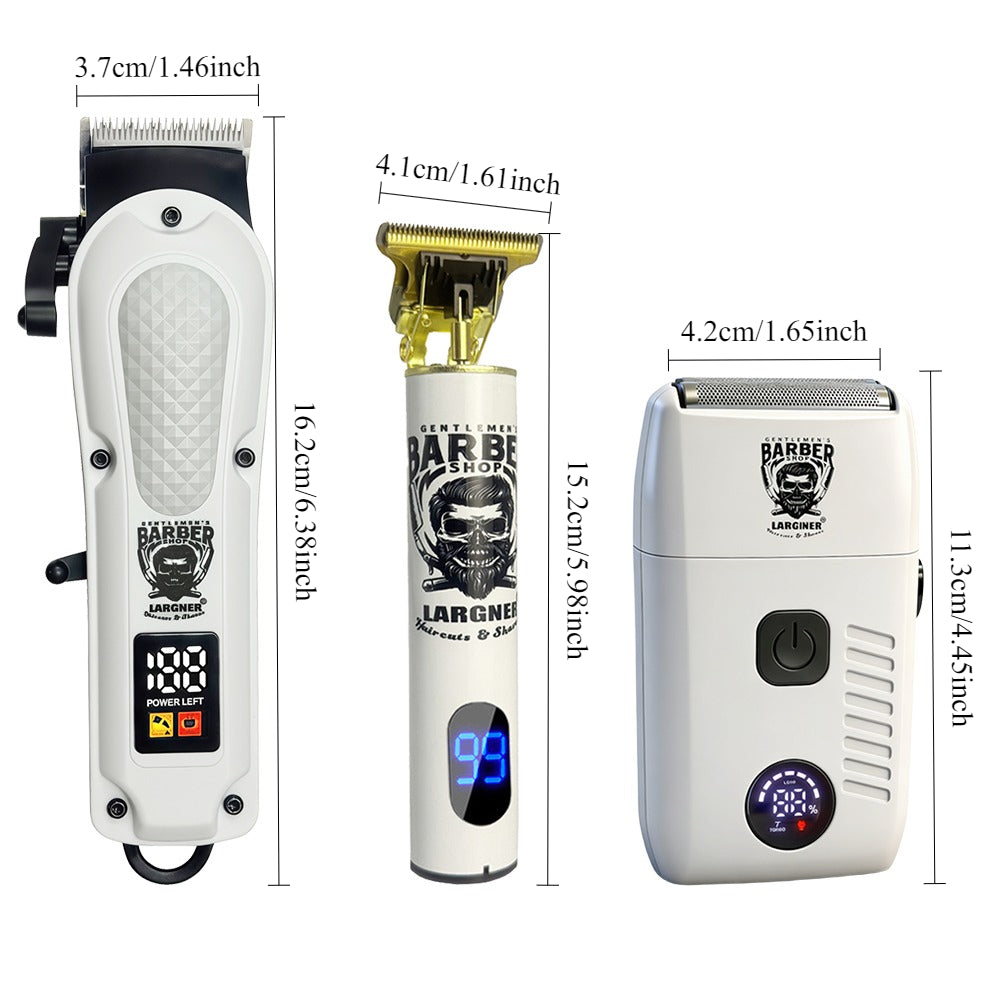 LARGNER Professional Hair Clippers for Men, 3-in-1 Cordless Barber Clipper & Edger Set with Foil Shaver, Mens Grooming Kit with LED Display, Gifts for Dad & Husband
