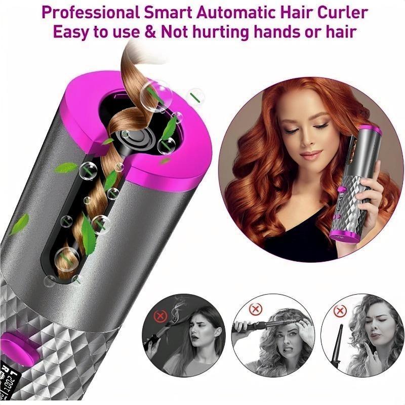 Automatic Curling Iron, Hair Curling Iron for Hair Styling, Cordless Auto Hair Curler, with 6 Temps and Timers, Auto Shut-Off, Fast Heating, Rechargeable Cordless Hair Curler 1