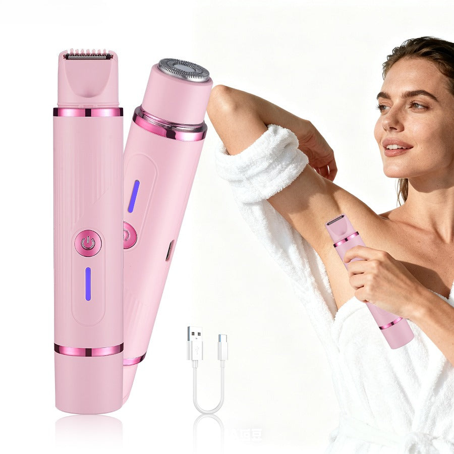 Women's electric double-head shaver, women's bikini trimmer, waterproof rechargeable shaver body hair trimmer wet and dry