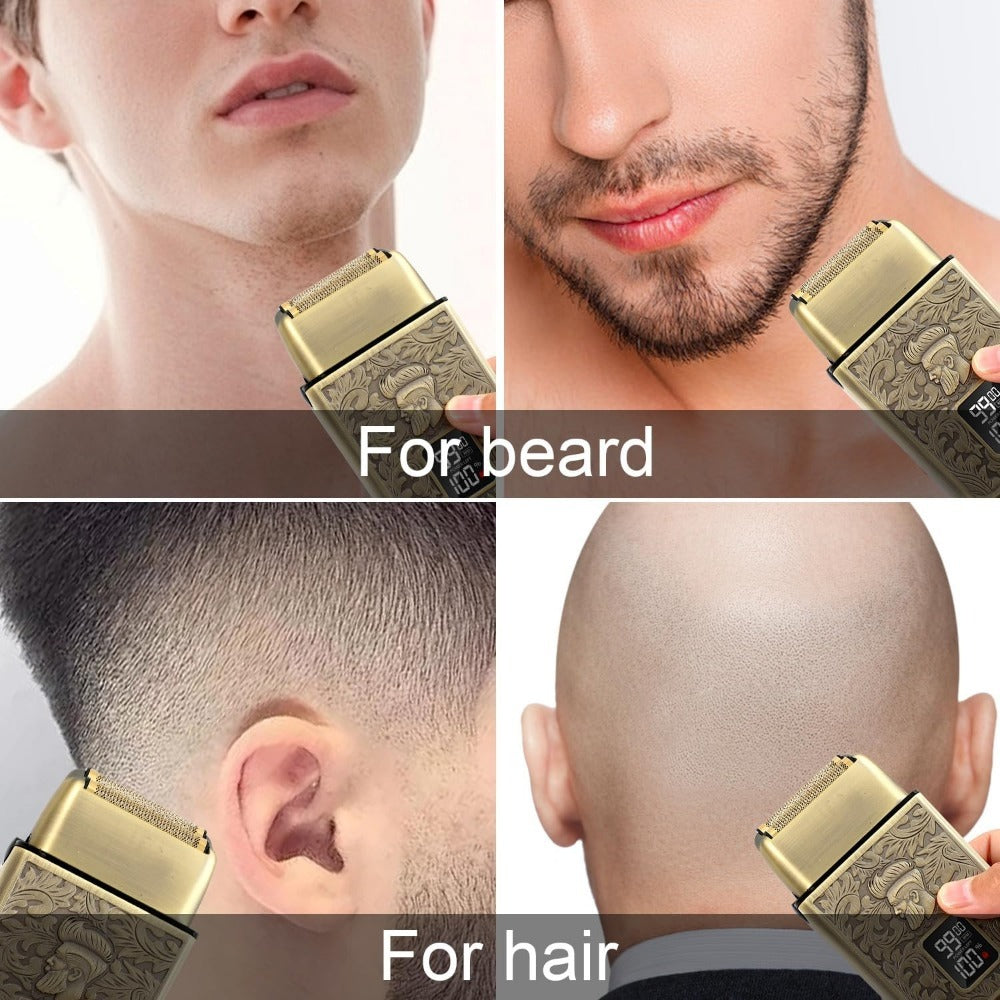 LARGNER Elite Series 3-Speed Electric Foil Shaver for Men, Cordless Metal Razor with Travel Lock & Smart LCD, Gold