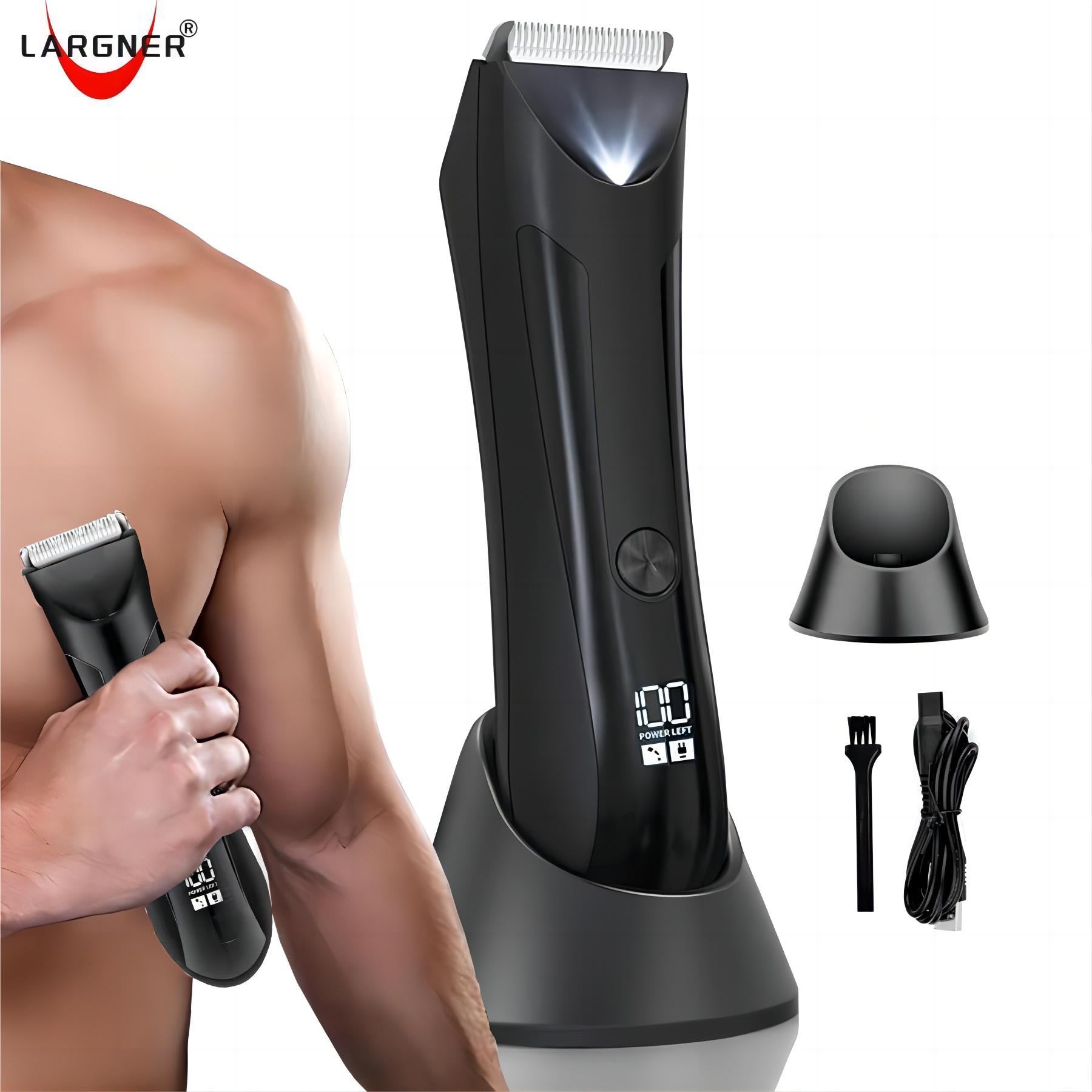 Electric Body Hair Trimmer for Men, Pubic Hair Trimmer Clipper Shaver, Mens Gift Rechargeable Cordless Body Hair Groomer with Four Guide Combs for Body Hair, Ball and Groin Area.