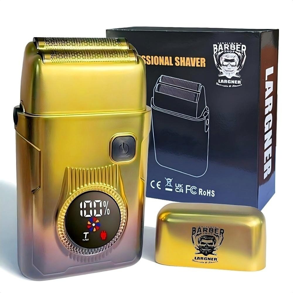 Men's Electric Shaver - Face and Beard Shaver, 2 Adjustable Speeds, Rechargeable Waterproof Foil Shaver, LED Display, Close Shave Trimmer for Face/Beard/Head (Gold Gradient)