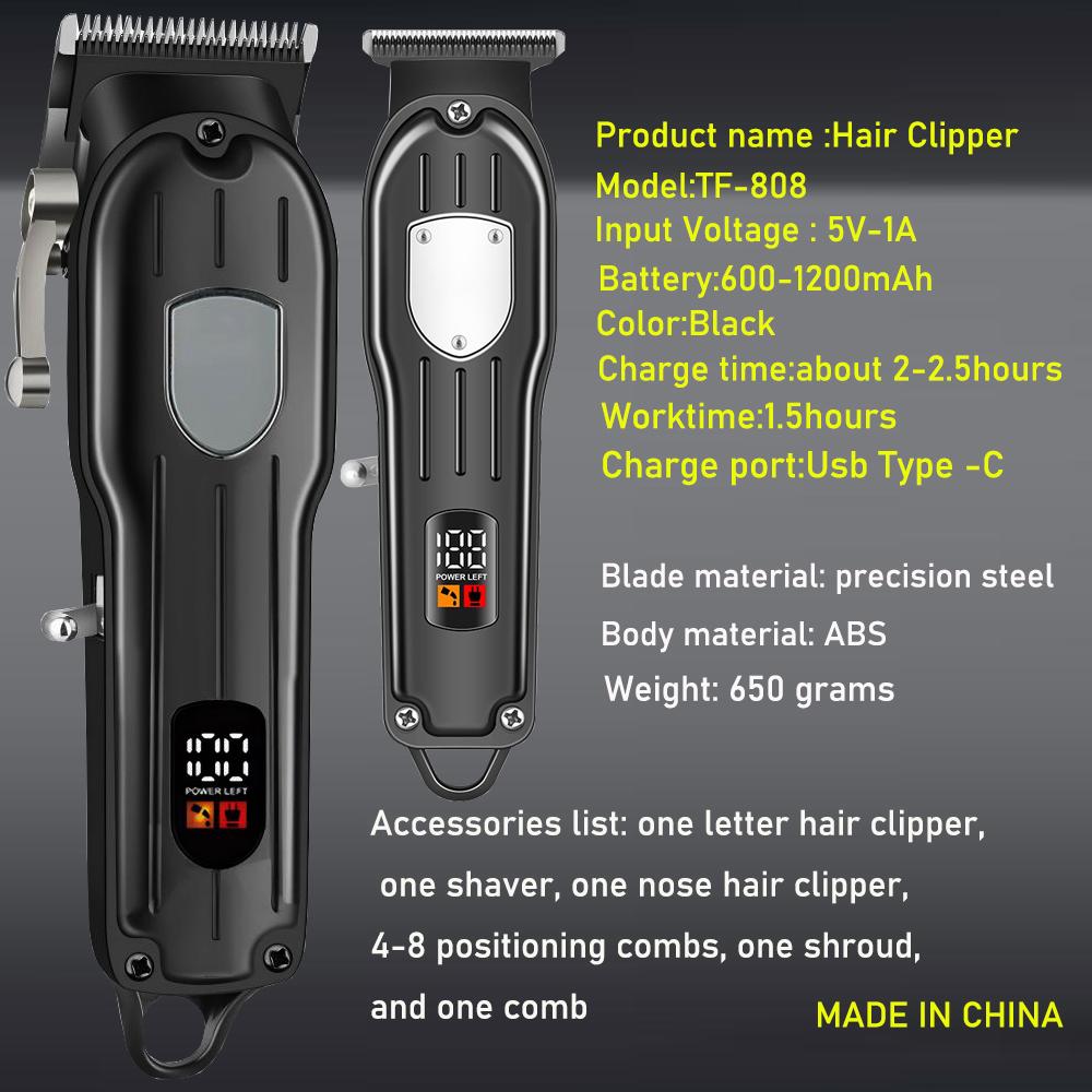 Professional Hair Clippers for Men Rechargeable Barber Clippers & Trimmers Set, Cordless Hair Clippers Kit with LCD Display, Gifts for Men