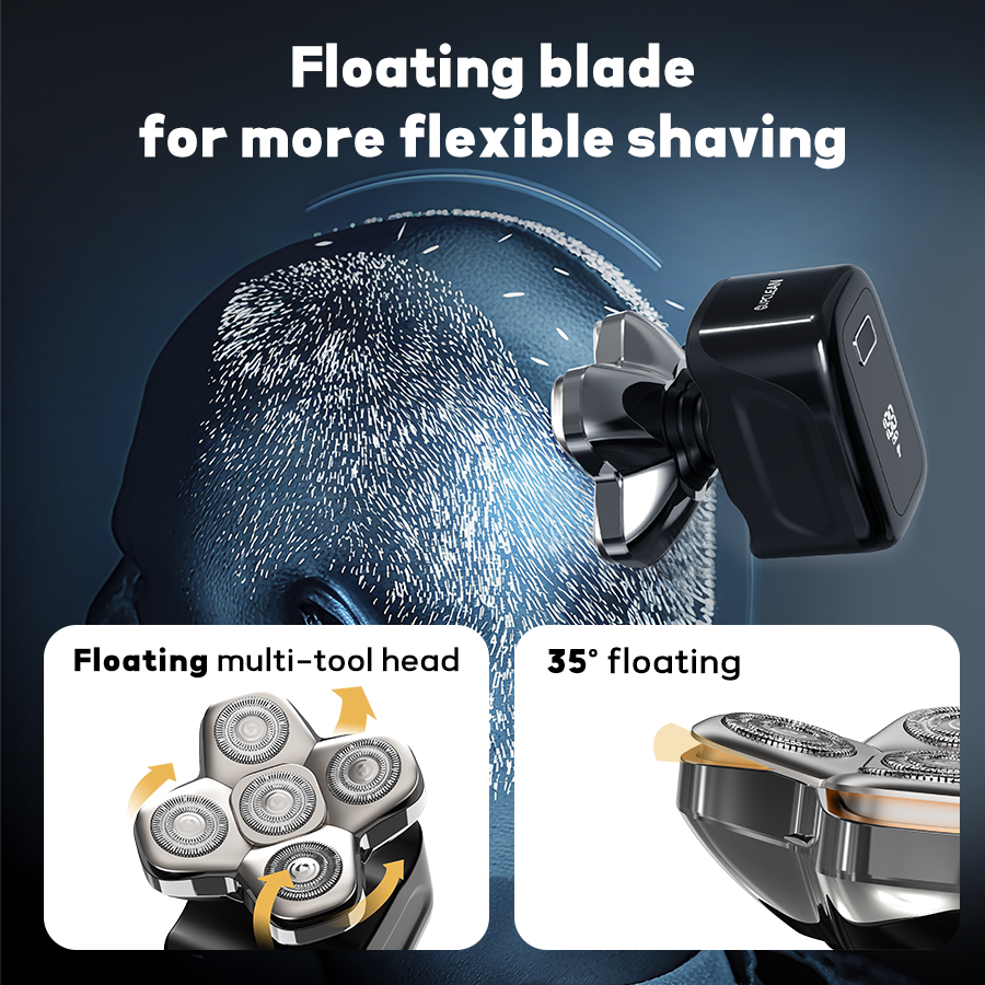 LARGNER 5-Blade Multi-Functional Shaver – All-in-One Electric Grooming Kit with Interchangeable Heads and Precision Trimming Attachments