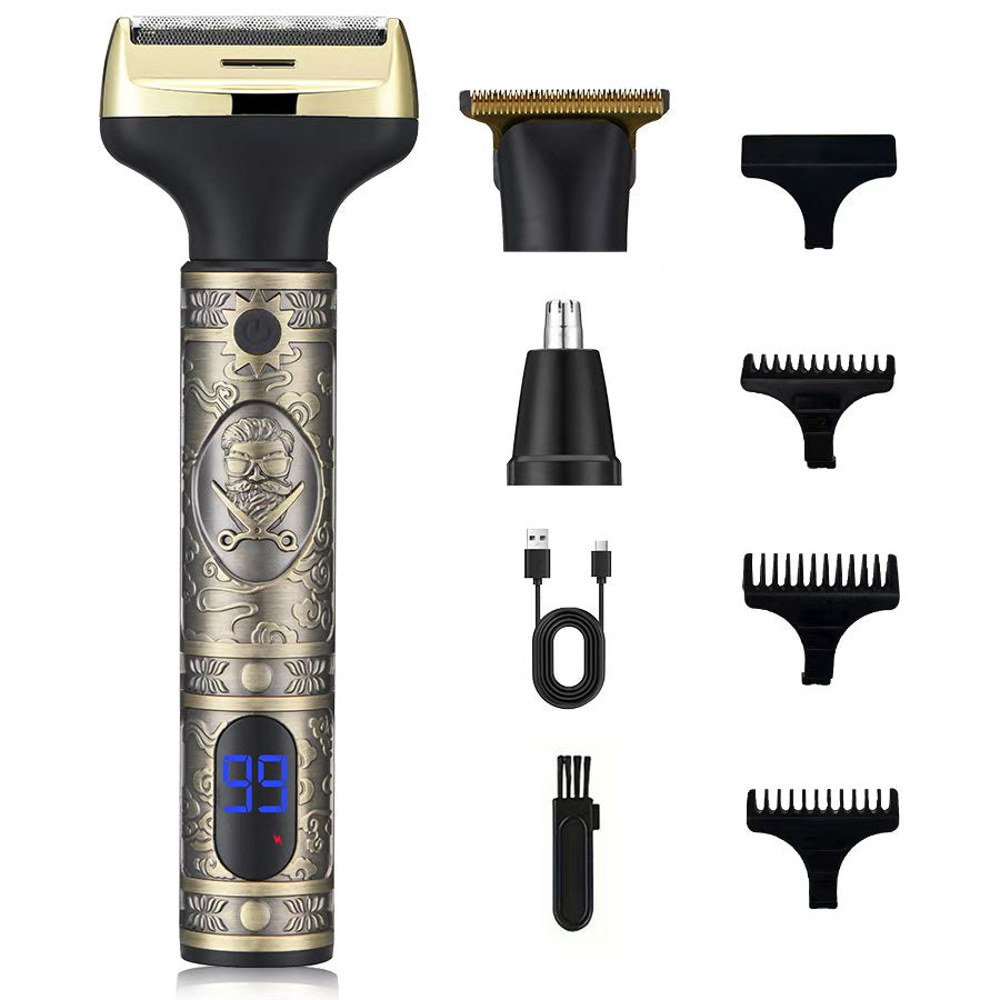 1 Professional Men's Electric Shaver with LED Display, USB Charging, Professional Hair Clipper, Trimmer, Beard Trimmer, Hair / Beard Trimmer, Hair Clipper Set