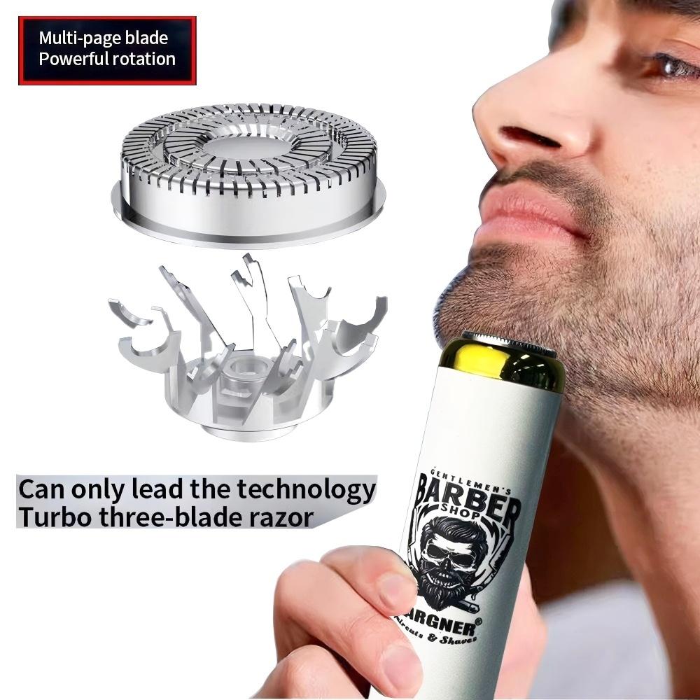 Men's 3-in-1 Electric Beard Trimmer with Quiet Noise, 60-Minute Battery Life, Washable Head, USB Rechargeable - Great for Trimming Facial and Nose Hair - Includes Sideburns and Nose Trimmer