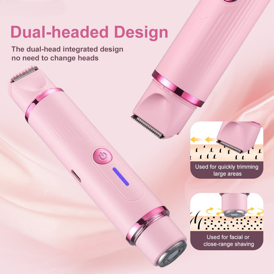 Women's electric double-head shaver, women's bikini trimmer, waterproof rechargeable shaver body hair trimmer wet and dry