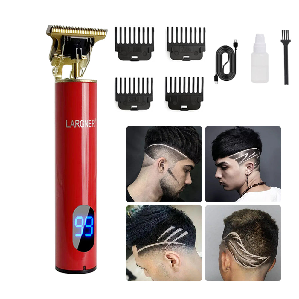 LARGNER Electric Barber Grooming Kit Rechargeable Cordless Close Cut T Blade Trimmer Men's Hair Clipper Zero Gap Detail Beard Shaver, Zero Gap T Blade Hair Trimmer LED Display, Rechargeable Cordless Grooming Kit