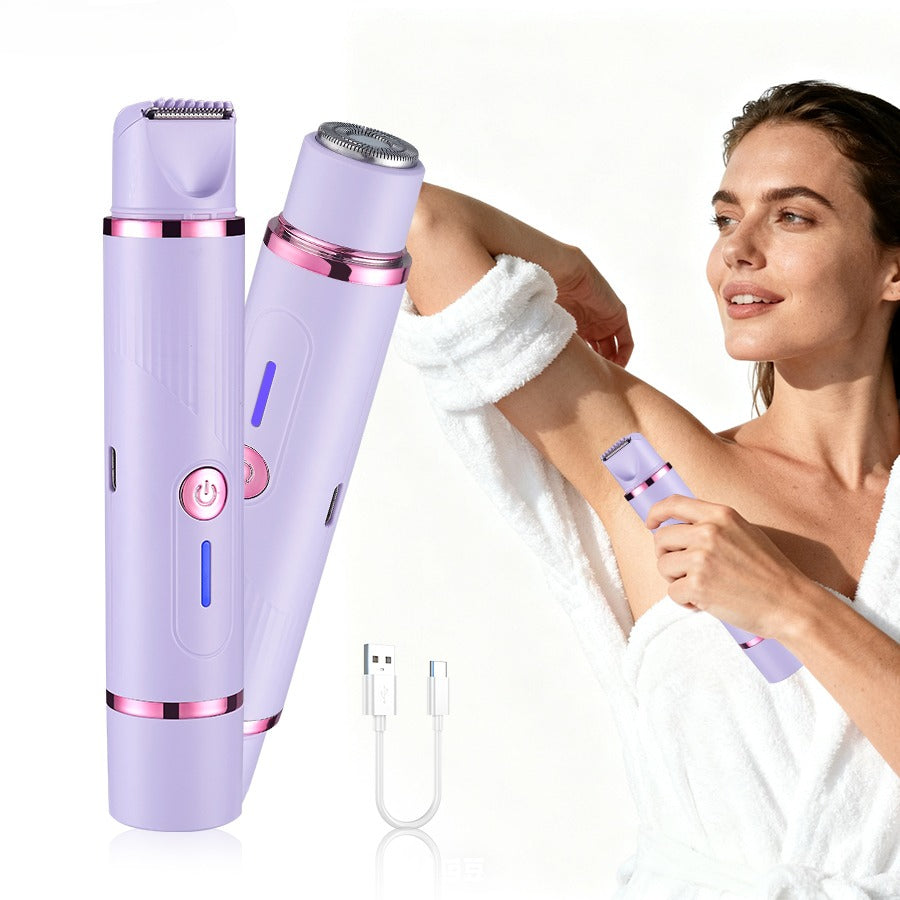 Women's electric double-head shaver, women's bikini trimmer, waterproof rechargeable shaver body hair trimmer wet and dry