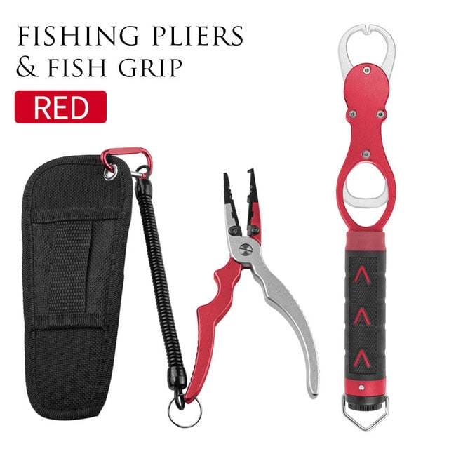 LINNHUE Best Aluminum Alloy Fishing Pliers Grip Set Fishing Tackle Gear Hook Recover Cutter Line Split Ring Fishing Accessories