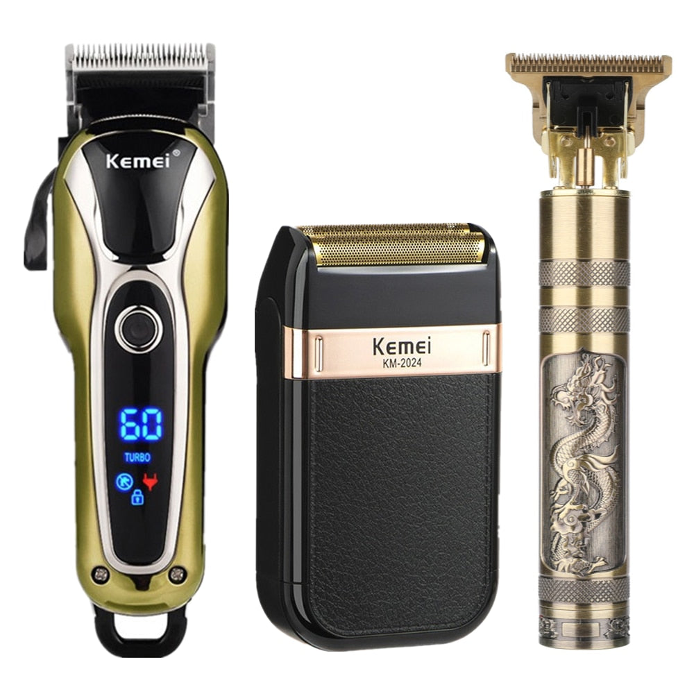 Professional Barber Hair Clipper Rechargeable Electric T-Outliner Finish Cutting Machine Beard Trimmer Shaver Cordless Corded