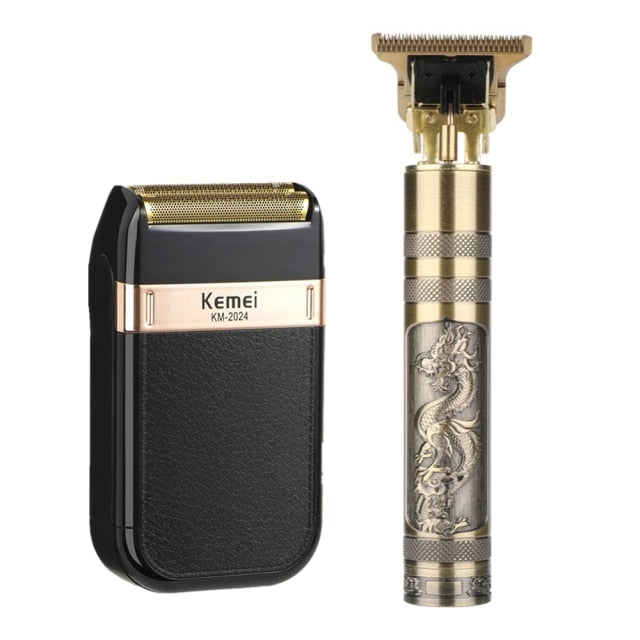 Professional Barber Hair Clipper Rechargeable Electric T-Outliner Finish Cutting Machine Beard Trimmer Shaver Cordless Corded