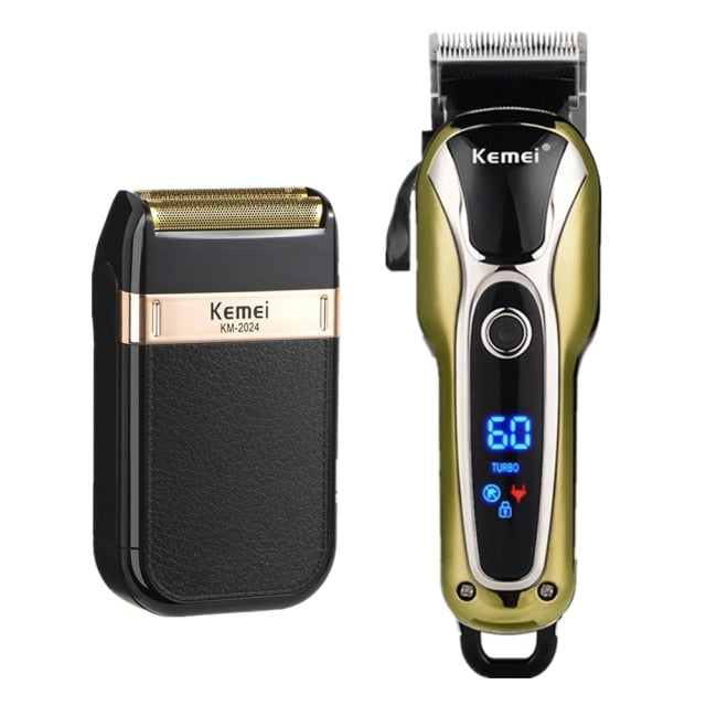 Professional Barber Hair Clipper Rechargeable Electric T-Outliner Finish Cutting Machine Beard Trimmer Shaver Cordless Corded