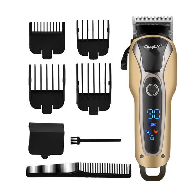 Professional Barber Hair Clipper Rechargeable Electric T-Outliner Finish Cutting Machine Beard Trimmer Shaver Cordless Corded