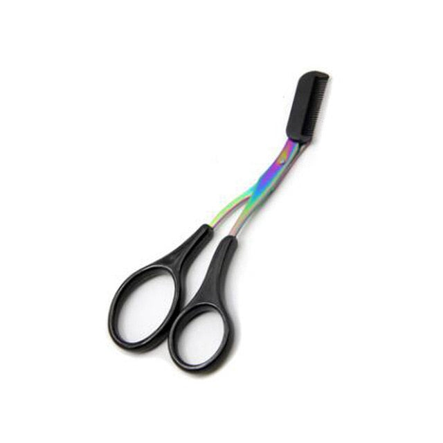 Eyebrow Trimmer Scissors Stainless Steel Washable Shaver With Comb Removable Eyelash Hair Remover Shaver Cutter Color Titanium