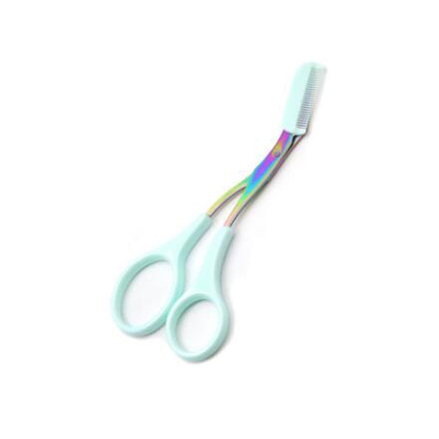 Eyebrow Trimmer Scissors Stainless Steel Washable Shaver With Comb Removable Eyelash Hair Remover Shaver Cutter Color Titanium