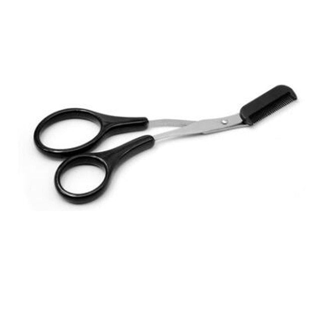 Eyebrow Trimmer Scissors Stainless Steel Washable Shaver With Comb Removable Eyelash Hair Remover Shaver Cutter Color Titanium