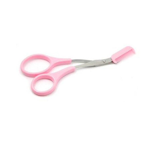 Eyebrow Trimmer Scissors Stainless Steel Washable Shaver With Comb Removable Eyelash Hair Remover Shaver Cutter Color Titanium