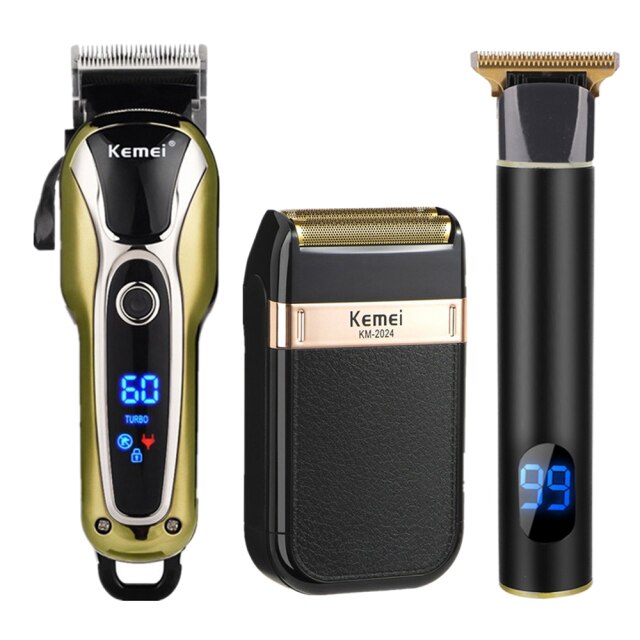 Professional Barber Hair Clipper Rechargeable Electric T-Outliner Finish Cutting Machine Beard Trimmer Shaver Cordless Corded