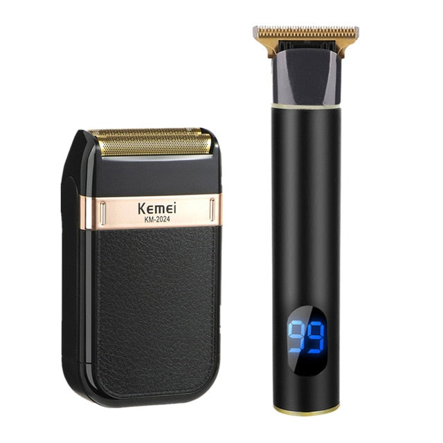 Professional Barber Hair Clipper Rechargeable Electric T-Outliner Finish Cutting Machine Beard Trimmer Shaver Cordless Corded
