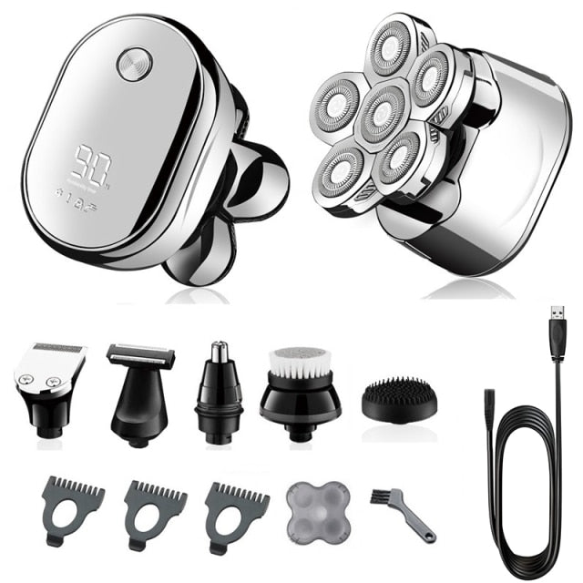 6 Blades Digital Display Rechargeable Electric Shaver  Men Hair Beard Trimmer Electric Razor Wet Dry Men Face Shaving Machine