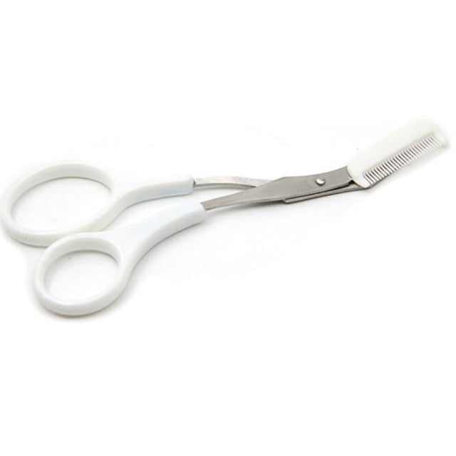 Eyebrow Trimmer Scissors Stainless Steel Washable Shaver With Comb Removable Eyelash Hair Remover Shaver Cutter Color Titanium