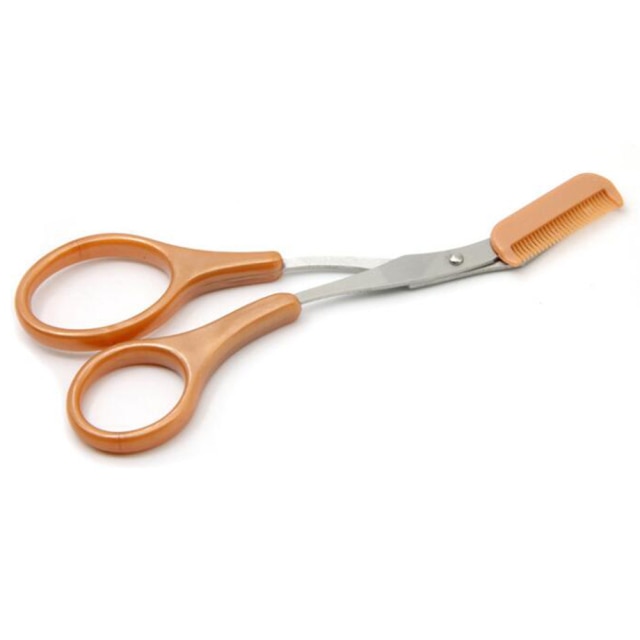 Eyebrow Trimmer Scissors Stainless Steel Washable Shaver With Comb Removable Eyelash Hair Remover Shaver Cutter Color Titanium