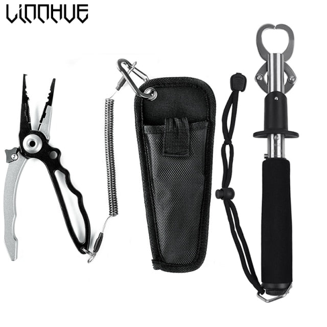 LINNHUE Best Aluminum Alloy Fishing Pliers Grip Set Fishing Tackle Gear Hook Recover Cutter Line Split Ring Fishing Accessories