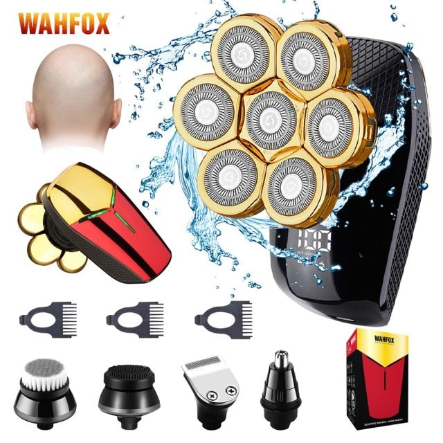 FOXSONIC New Shaver For Men 7D Independently 7 Cutter Floating Head Waterproof Electric Razor Multifunction Trimmer For Men