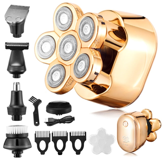 New Style 6 in 1 Rechargeable Electric Shaver 6 Floating Heads Blades Electric Shaver Grooming Kit Shaver For Men USB Charging