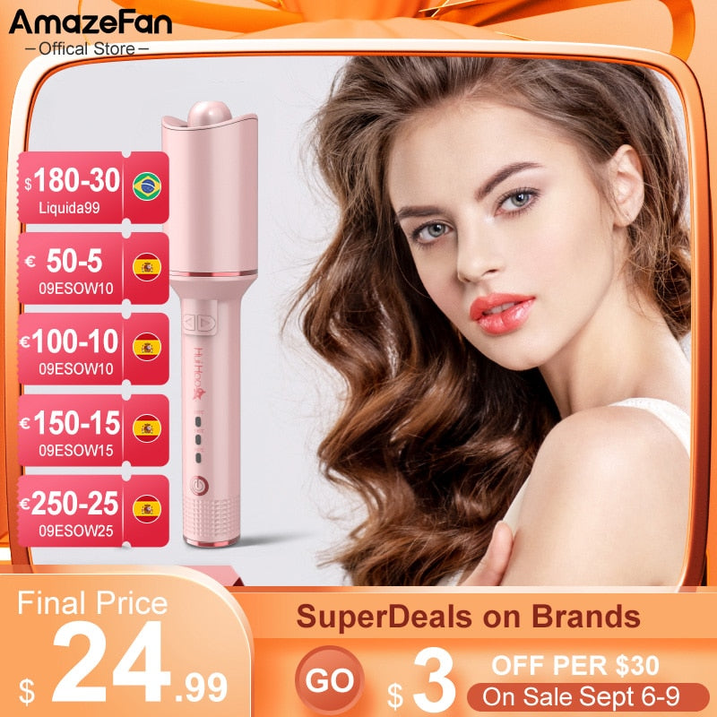 AmazeFan Automatic Curling Iron Rotating Professional Curler Styling Tools for Curls Waves Ceramic Curly Magic hair curler