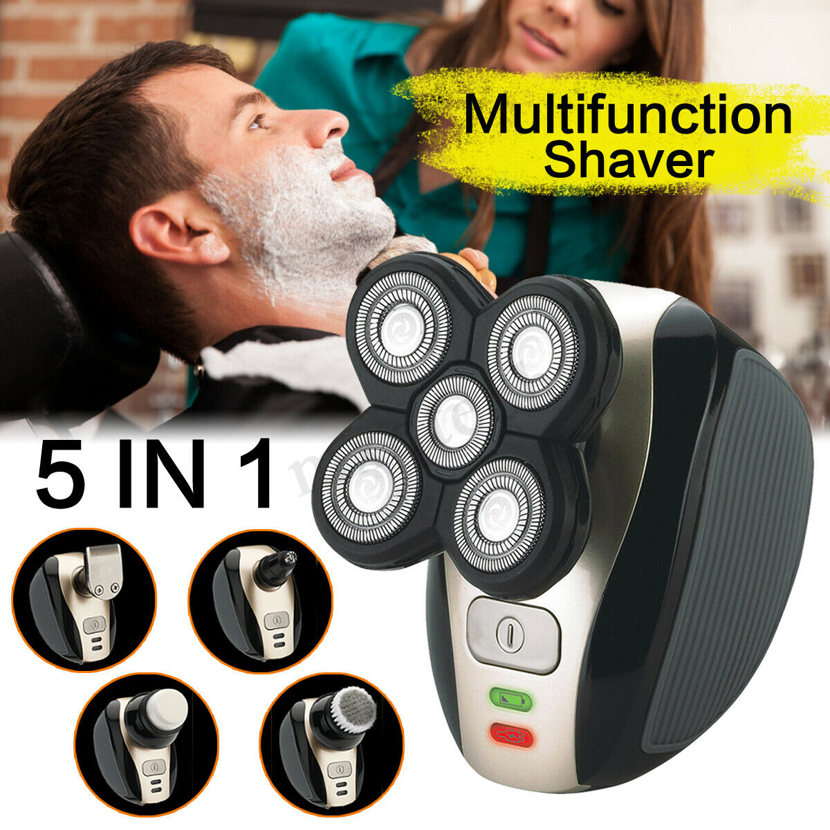 5In1 4D Men Rechargeable Cordless Electric USB Shaver Head Clipper Trimmer