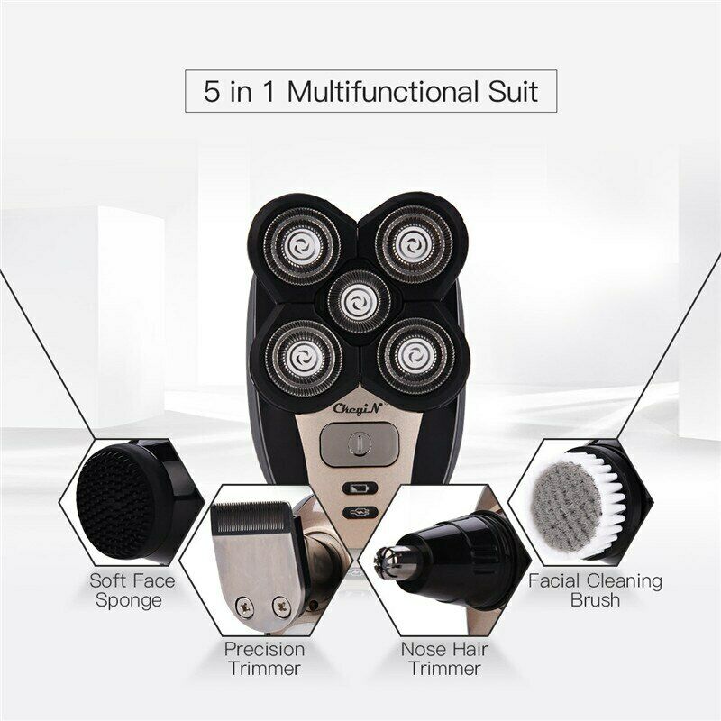 Head Shaver Electric Bald Trimmer Beard Rechargeable Rotary Razor